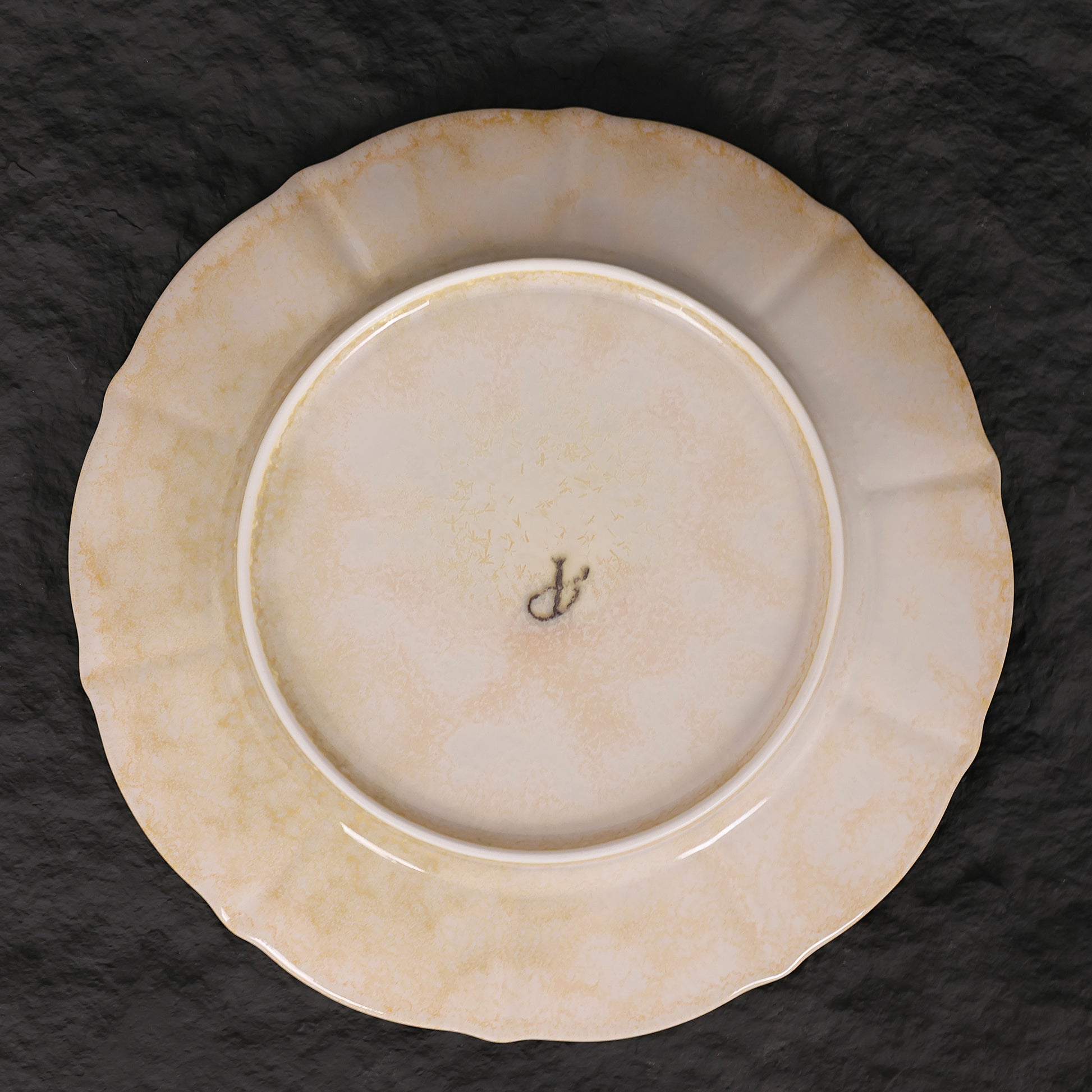 Golden Osmanthus | Handmade Ceramic Crystalline Glaze Dinner Plate with Floral Rim - Je t'aime Resolute