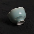 Blue-Green Crystalline Glaze Floral Rim Tea Cup – 3.1” Handmade Ceramic Teaware - Je t'aime Resolute