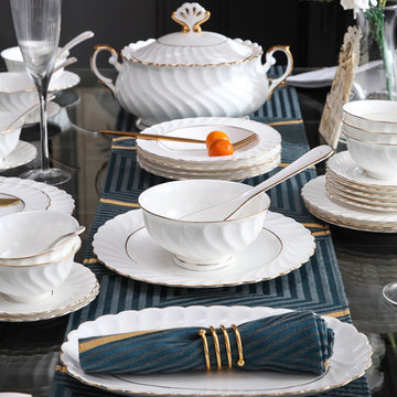INGRI Pure White Series - Handcrafted Bone China Tableware Set - Je t'aime Resolute