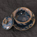 Indigo Bloom | Handmade Ceramic Crystalline Glaze Chinese Tea Bowl & Saucer Set - Je t'aime Resolute
