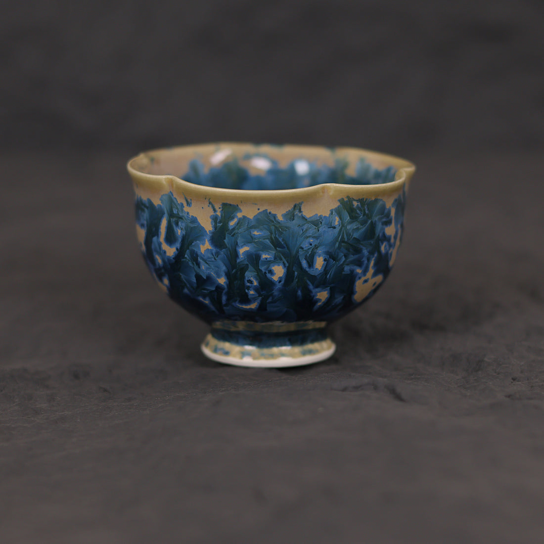 Indigo Bloom | Handmade Flower-Shaped Ceramic Crystalline Glaze Teacup - Je t'aime Resolute