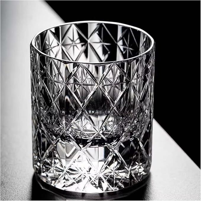 Edo Kiriko Handcrafted  Star Cut Crystal Whisky Glass - Je t'aime Resolute