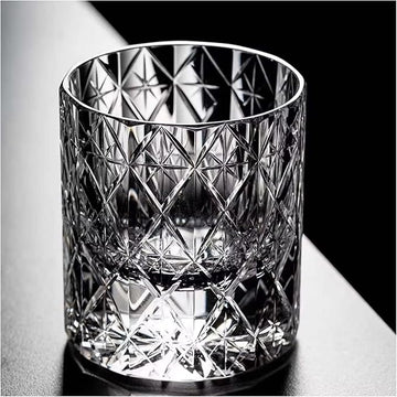 Edo Kiriko Handcrafted  Star Cut Crystal Whisky Glass - Je t'aime Resolute