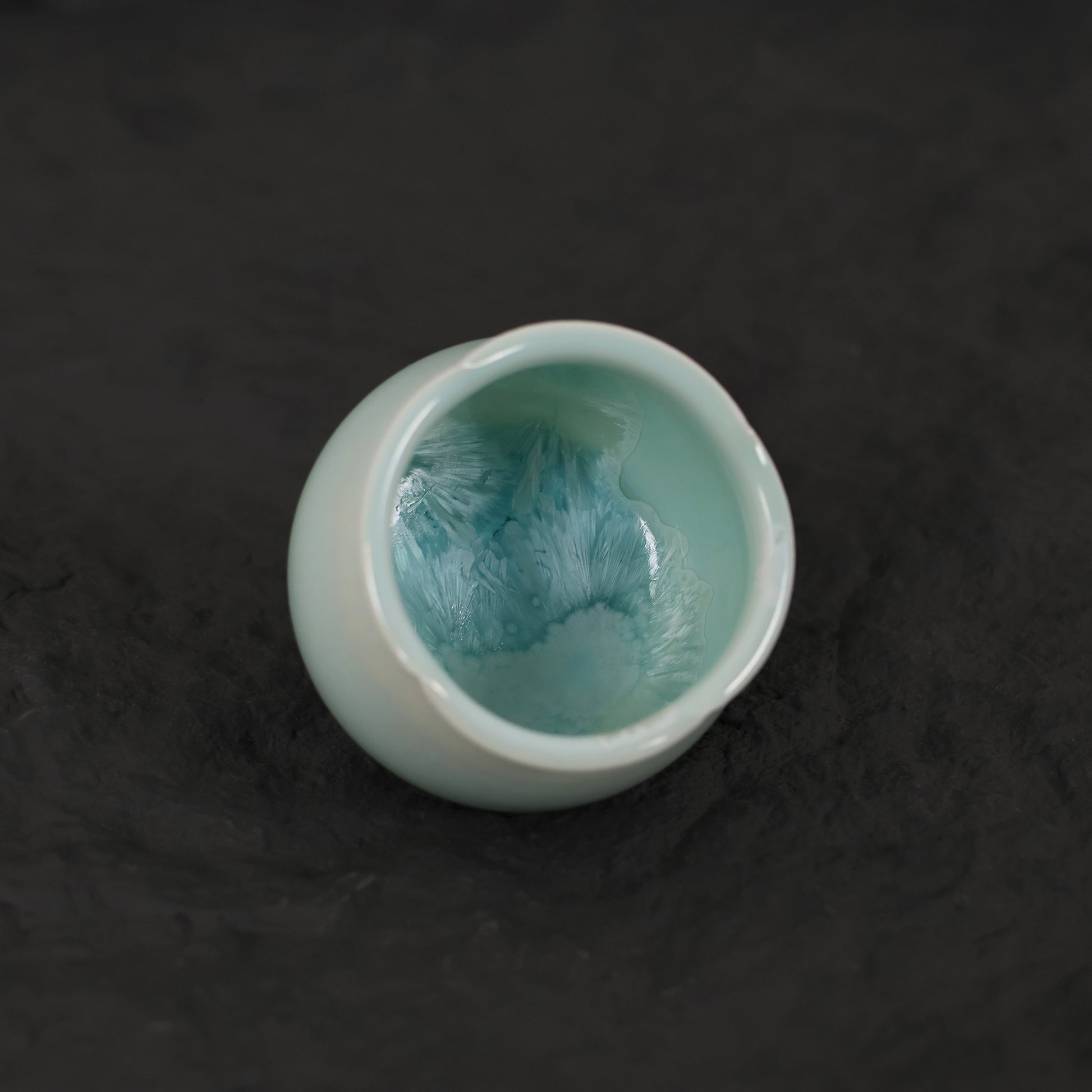 Blue-Green Crystalline Glaze Condiment Dish – 1.97” Handmade Ceramic Sauce Dish - Je t'aime Resolute