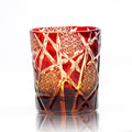 Edo Kiriko Handcrafted Amber Black Lightning Whisky Glass With Wooden Box - Je t'aime Resolute