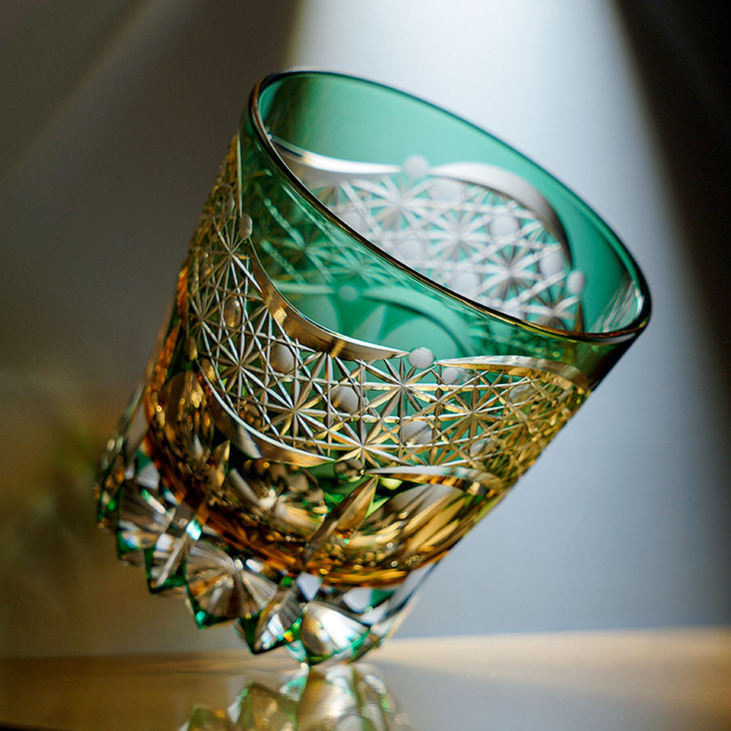 Edo Kiriko Handcrafted Prism Whisky Glass With Wooden Box - Je t'aime Resolute