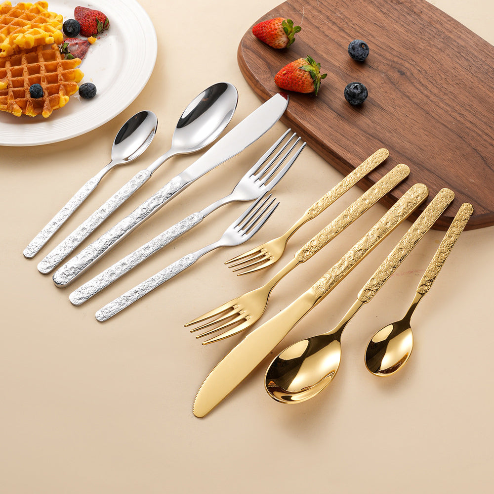 JR Marble-Pattern Stainless Steel Western Cutlery Set - Je t'aime Resolute