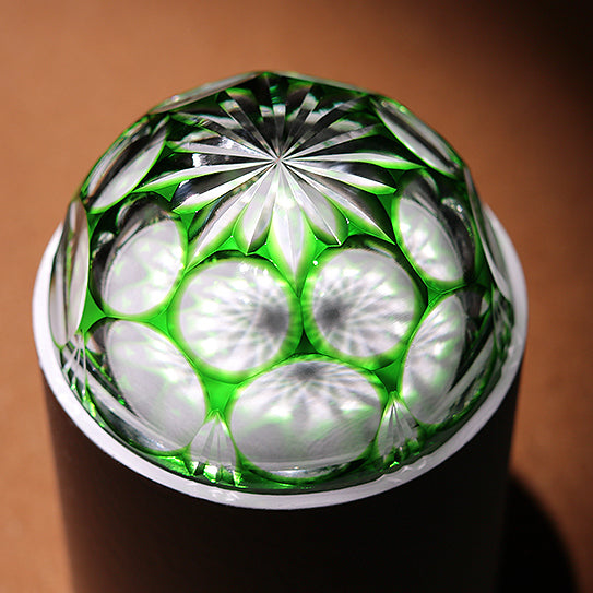 Edo Kiriko Emerald Green Crystal Glass Cup Small Sake Cup Hand-Engraved Tea Tasting Cup Japanese Sake Cup Spirits Cup - Je t'aime Resolute