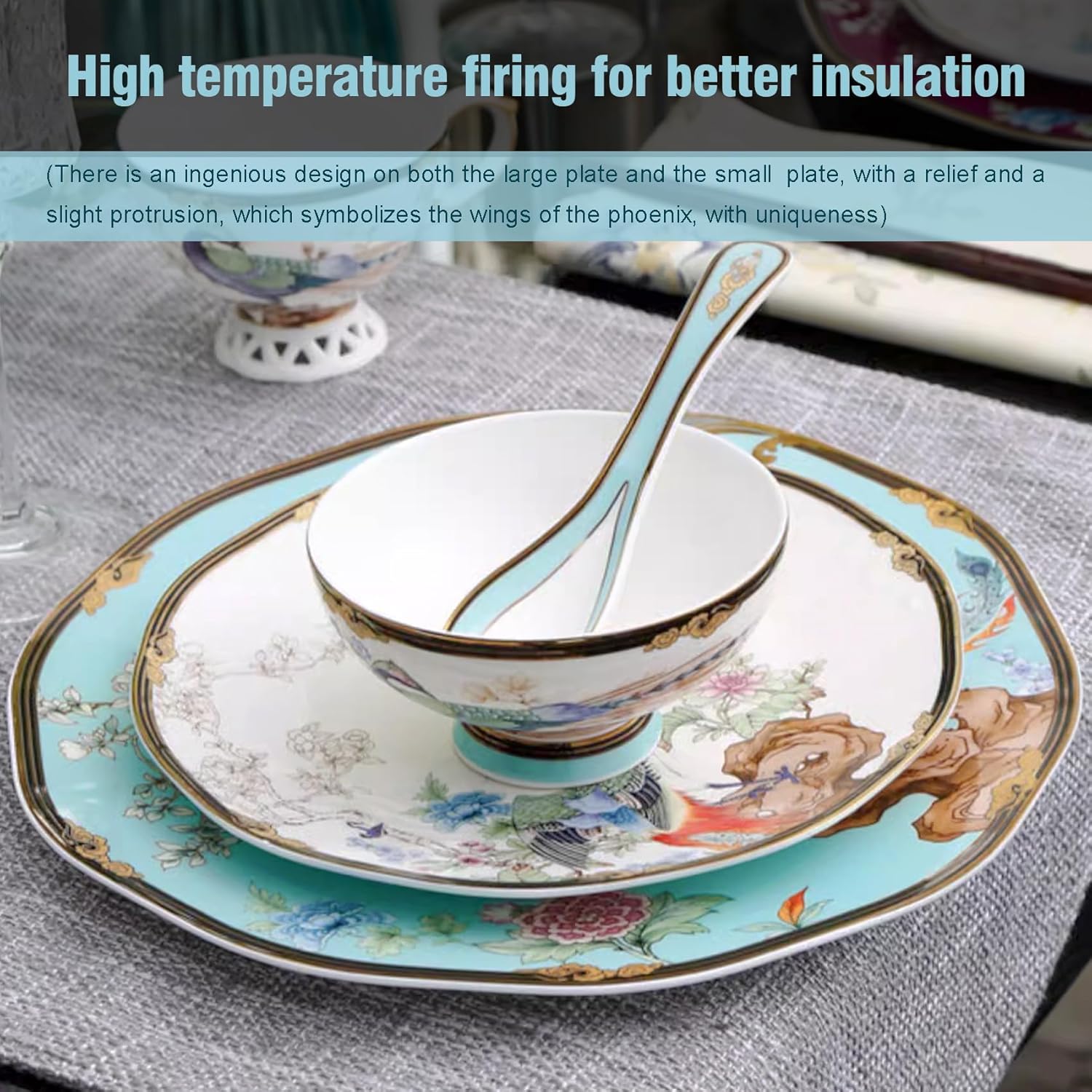 INGRI Phoenix Series Handcrafted Bone China Tableware Set - Je t'aime Resolute