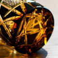 Edo Kiriko Handcrafted Amber Black Lightning Whisky Glass With Wooden Box - Je t'aime Resolute