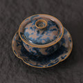 Indigo Bloom | Handmade Ceramic Crystalline Glaze Chinese Tea Bowl & Saucer Set - Je t'aime Resolute