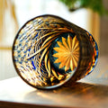 Edo Kiriko Handcrafted Blue Amber Whisky Tumbler with Wooden Box - Je t'aime Resolute