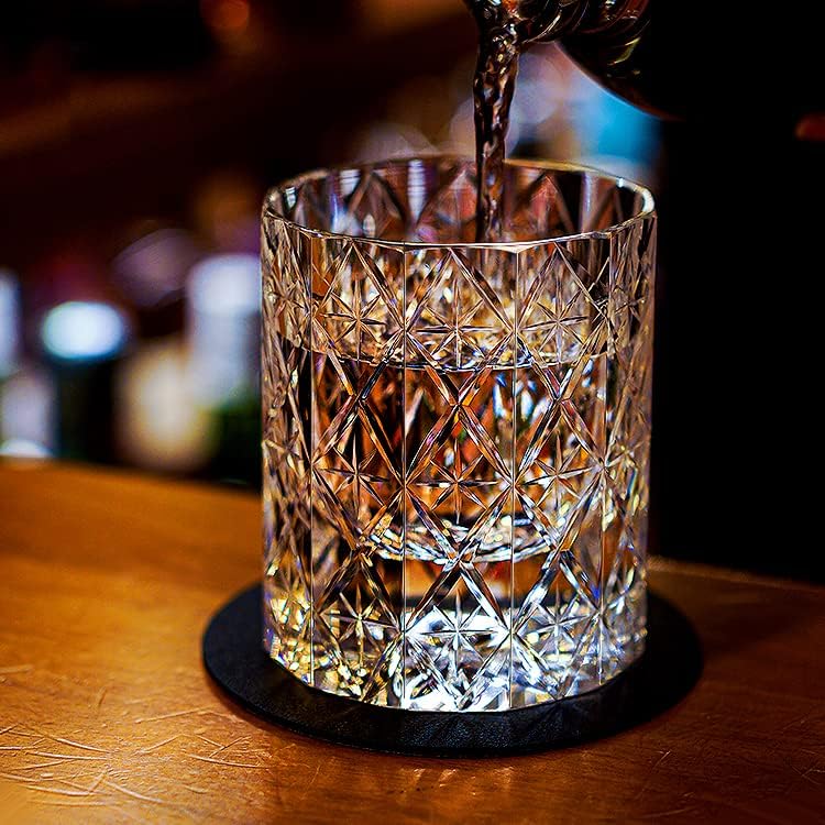 Edo Kiriko Handcrafted  Star Cut Crystal Whisky Glass - Je t'aime Resolute