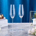 JR Handcrafted Heart-Cut Crystal Champagne Flutes with Gift Set - Je t'aime Resolute