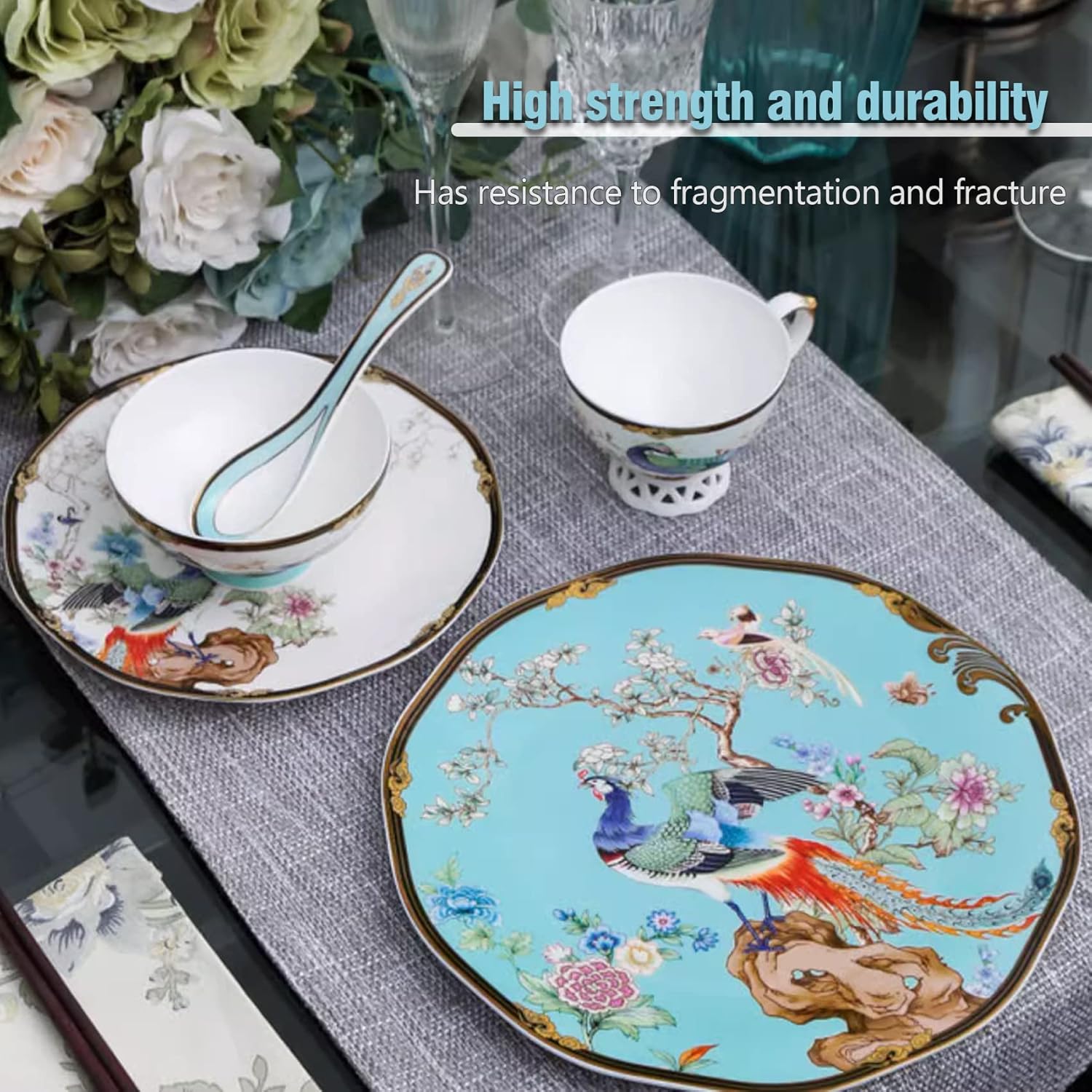 INGRI Phoenix Series Handcrafted Bone China Tableware Set - Je t'aime Resolute