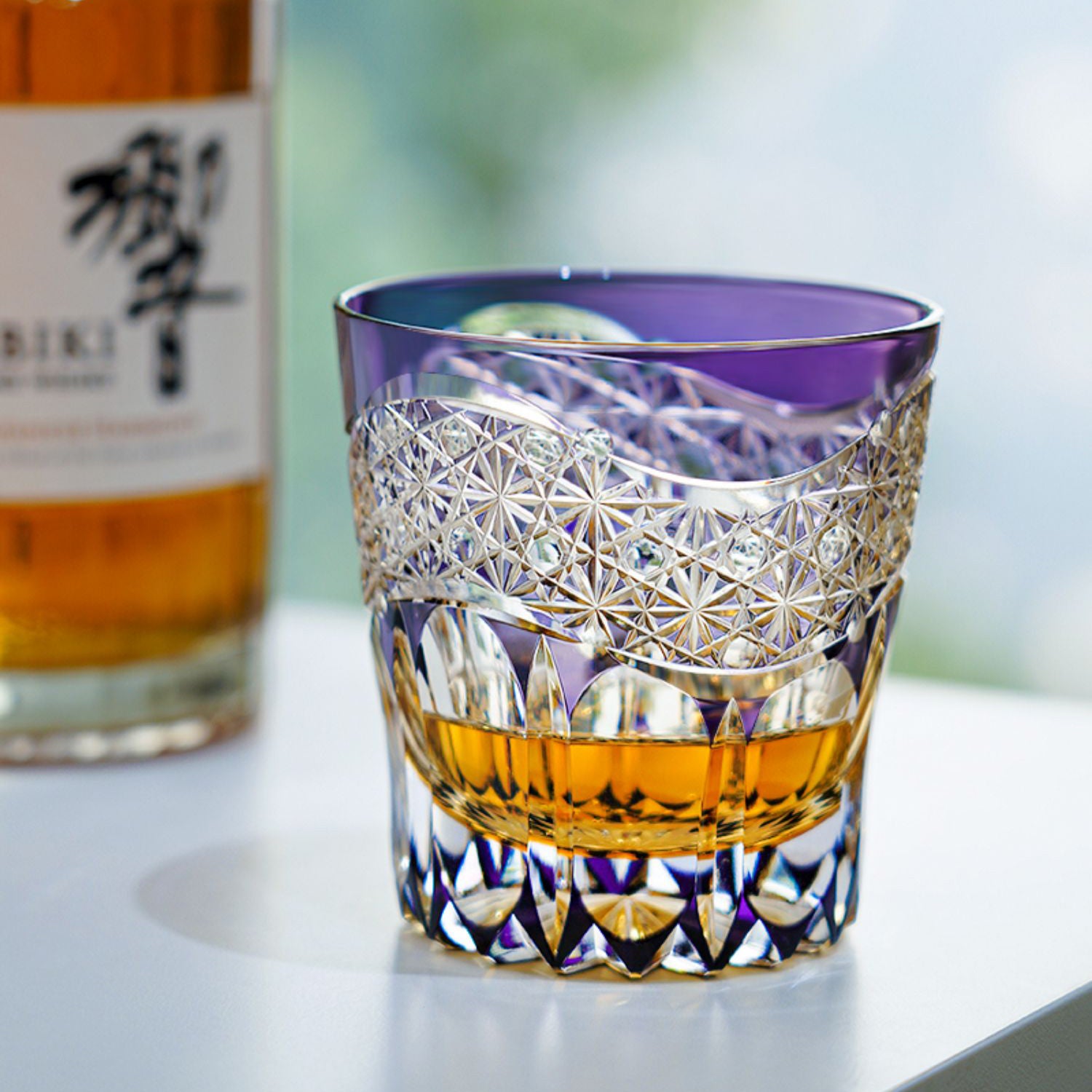 Edo Kiriko Handcrafted Prism Whisky Glass With Wooden Box - Je t'aime Resolute