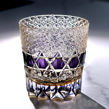 Edo Kiriko Handcrafted Fluorite Crystal Whisky Glass with Wooden Box - Je t'aime Resolute