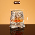 JR Handcrafted 360° Rotating Embossed Crystal Whiskey Tumbler Glass - Je t'aime Resolute