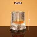 JR Handcrafted 360° Rotating Embossed Crystal Whiskey Tumbler Glass - Je t'aime Resolute
