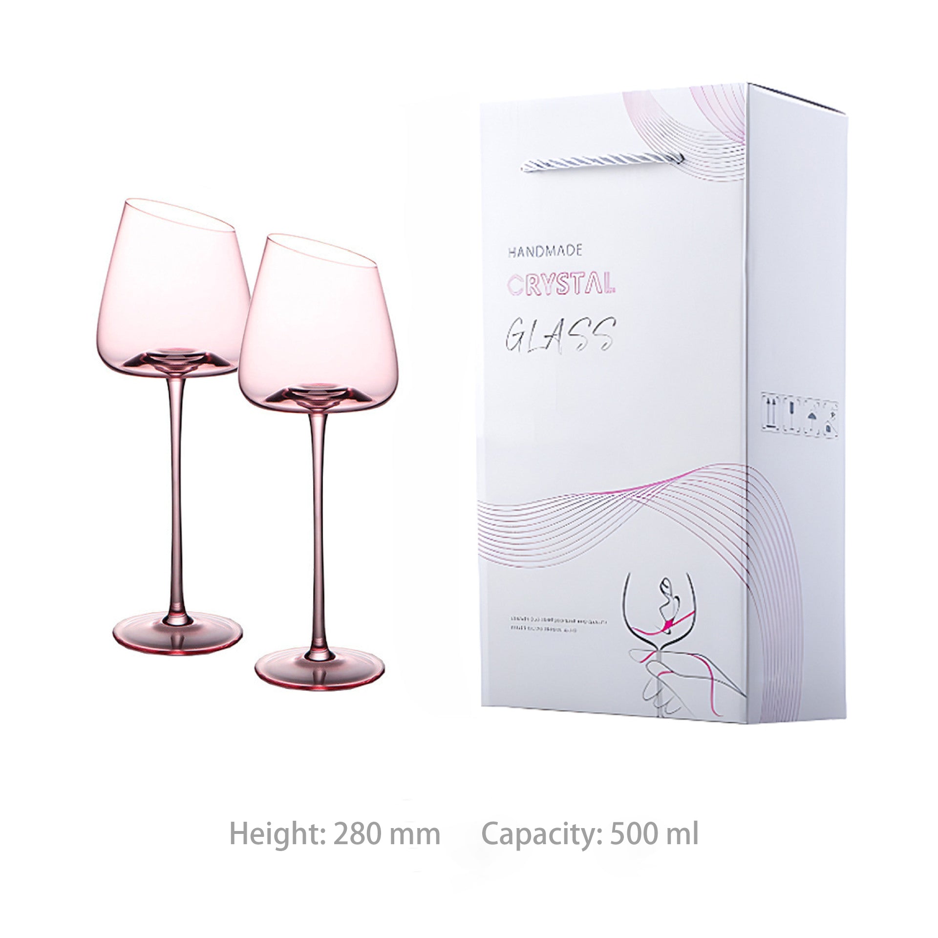 JR Handcrafted Flamingo Red Crystal Goblet for Red Wine and Cocktails - Je t'aime Resolute