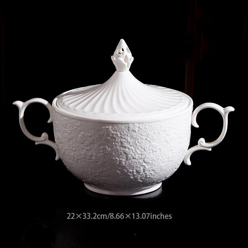 INGRI White Embossed Series – Handcrafted Bone China Tableware - Je t'aime Resolute