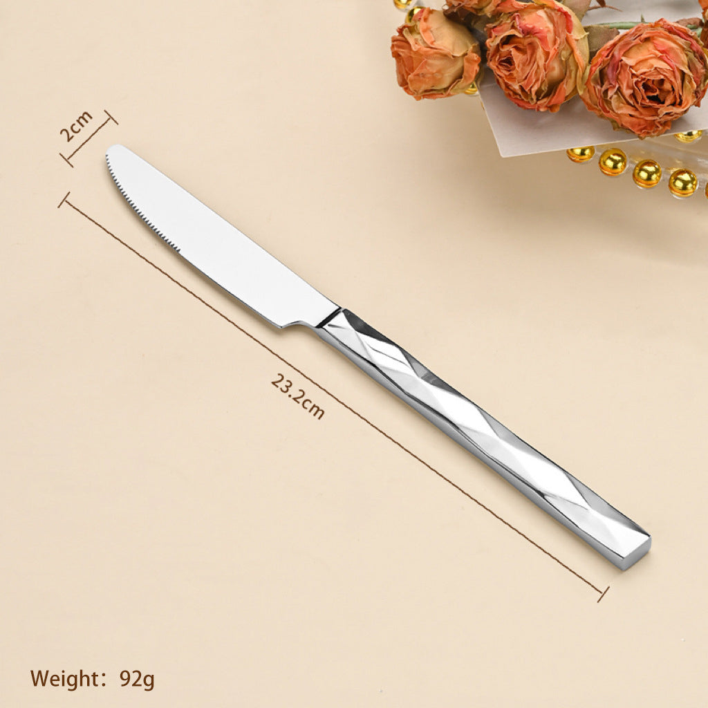 JR Diamond-Cut Stainless Steel Western Cutlery Set (5 pcs) - Je t'aime Resolute