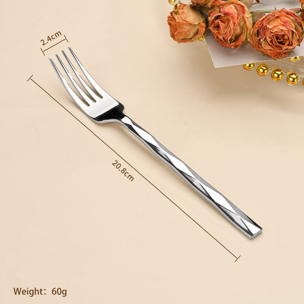 JR Diamond-Cut Stainless Steel Western Cutlery Set (5 pcs) - Je t'aime Resolute
