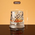 JR Handcrafted 360° Rotating Embossed Crystal Whiskey Tumbler Glass - Je t'aime Resolute