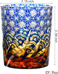Edo Kiriko Handcrafted Blue Amber Whisky Tumbler with Wooden Box - Je t'aime Resolute