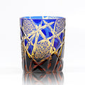 Edo Kiriko Handcrafted Amber Black Lightning Whisky Glass With Wooden Box - Je t'aime Resolute