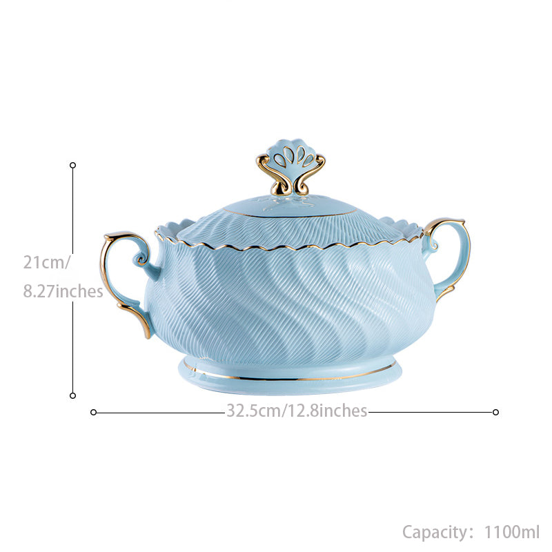 INGRI Ocean Blue Series - Handcrafted Bone China Tableware Set - Je t'aime Resolute