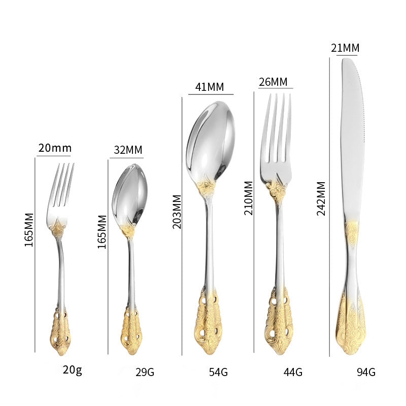 JR Vintage Embossed Stainless Steel Cutlery Set (5 pcs) - Je t'aime Resolute