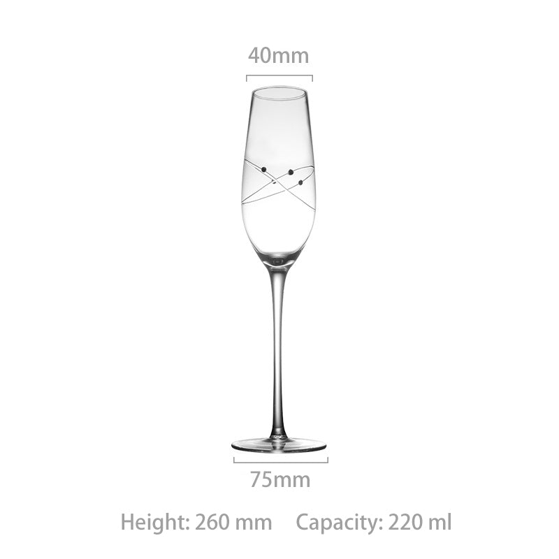 JR Handcrafted Diamond-Engraved Crystal Champagne Glass Set with Gift Box - Je t'aime Resolute