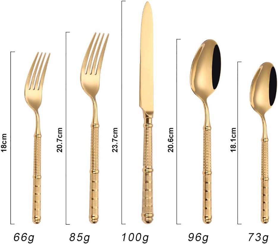 JR French Vintage Embossed Gold-Plated Stainless Steel Cutlery Set (5 pcs) - Je t'aime Resolute