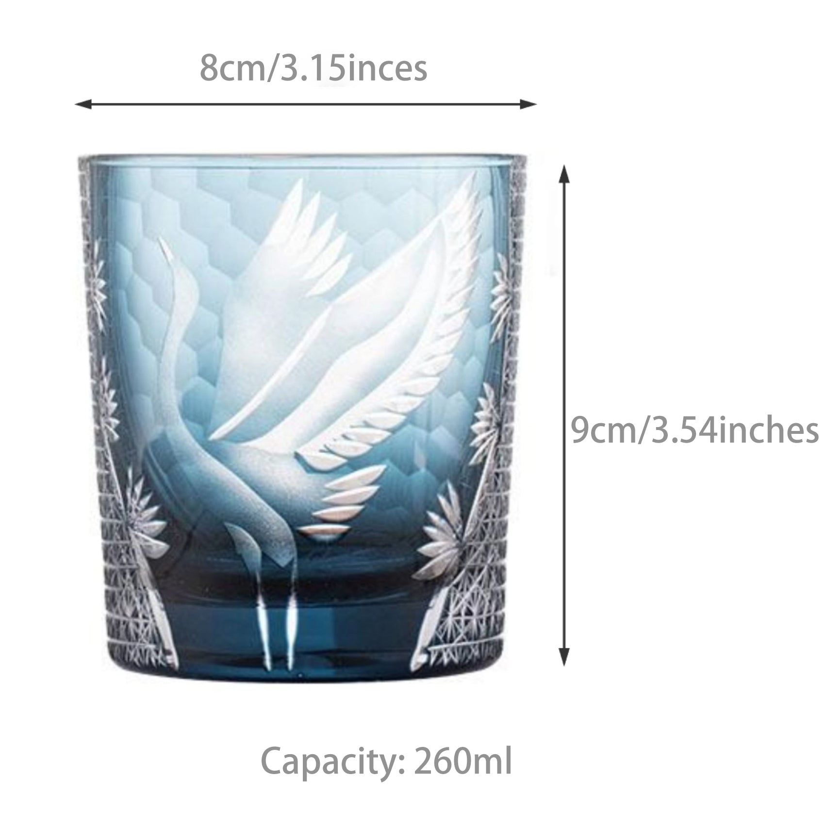 Edo Kiriko Handcrafted Pine & Crane Crystal Whisky Glass with Wooden Box - Je t'aime Resolute