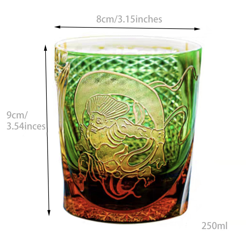 Edo Kiriko Handcrafted Raijin Whisky Glass with Wooden Box - Je t'aime Resolute