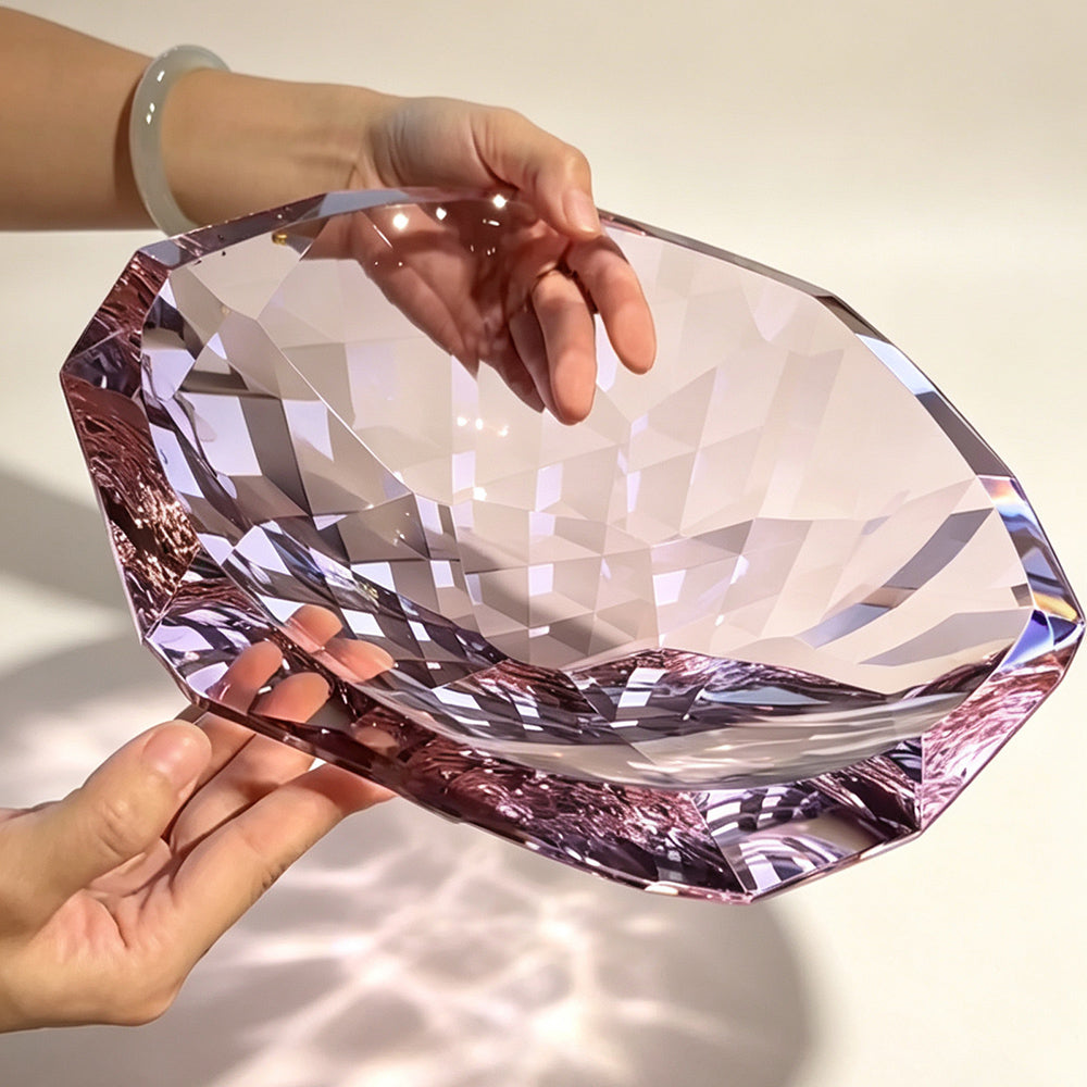 JR Faceted K9 Crystal Serving Bowl – Blush Pink