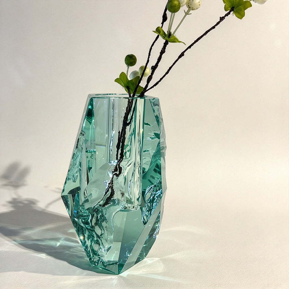 JR Seiran K9 Sculptural Crystal Vase – Green