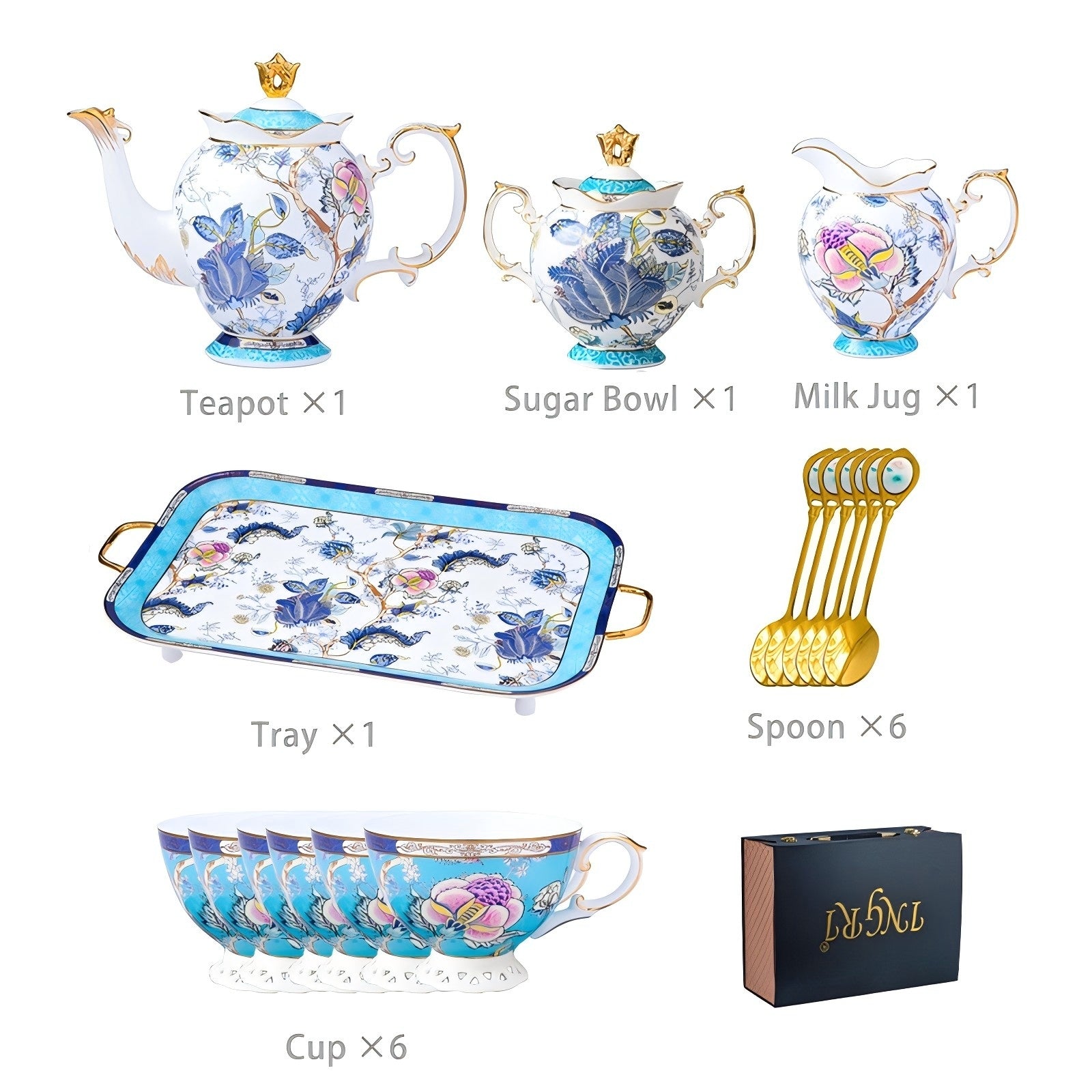 INGRI Jadeite - Handcrafted Bone China Tea Set - Je t'aime Resolute