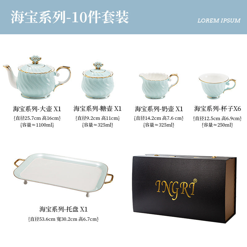INGRI Ocean Blue - Handcrafted Bone China Tea Set - Je t'aime Resolute
