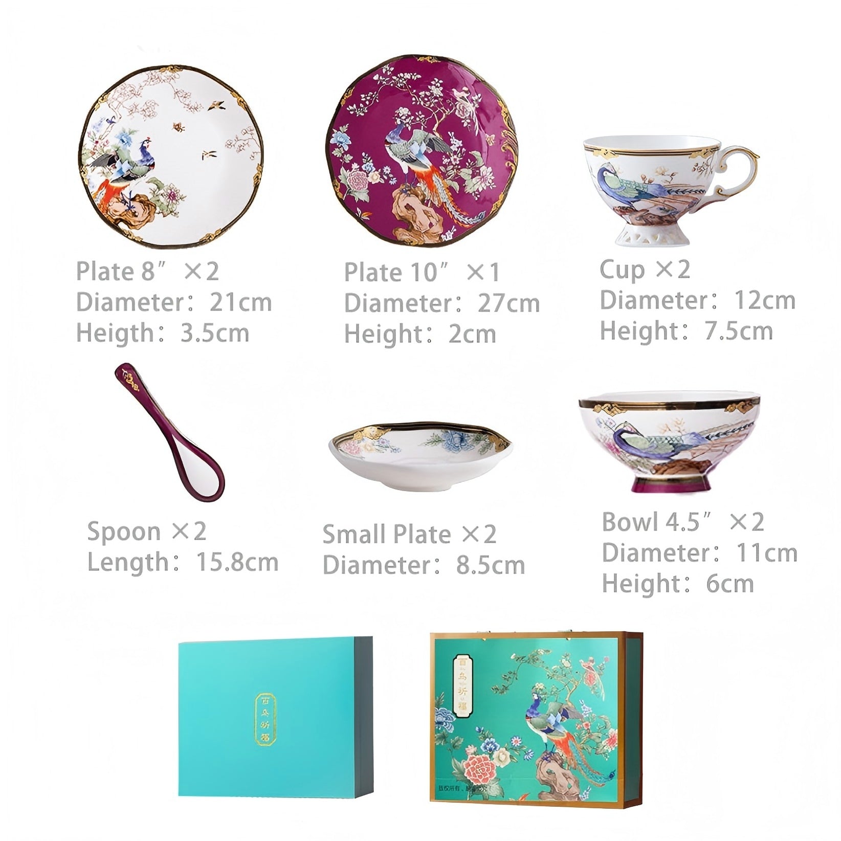 INGRI Purple Phoenix - Handcrafted Bone China Tableware Set - Je t'aime Resolute