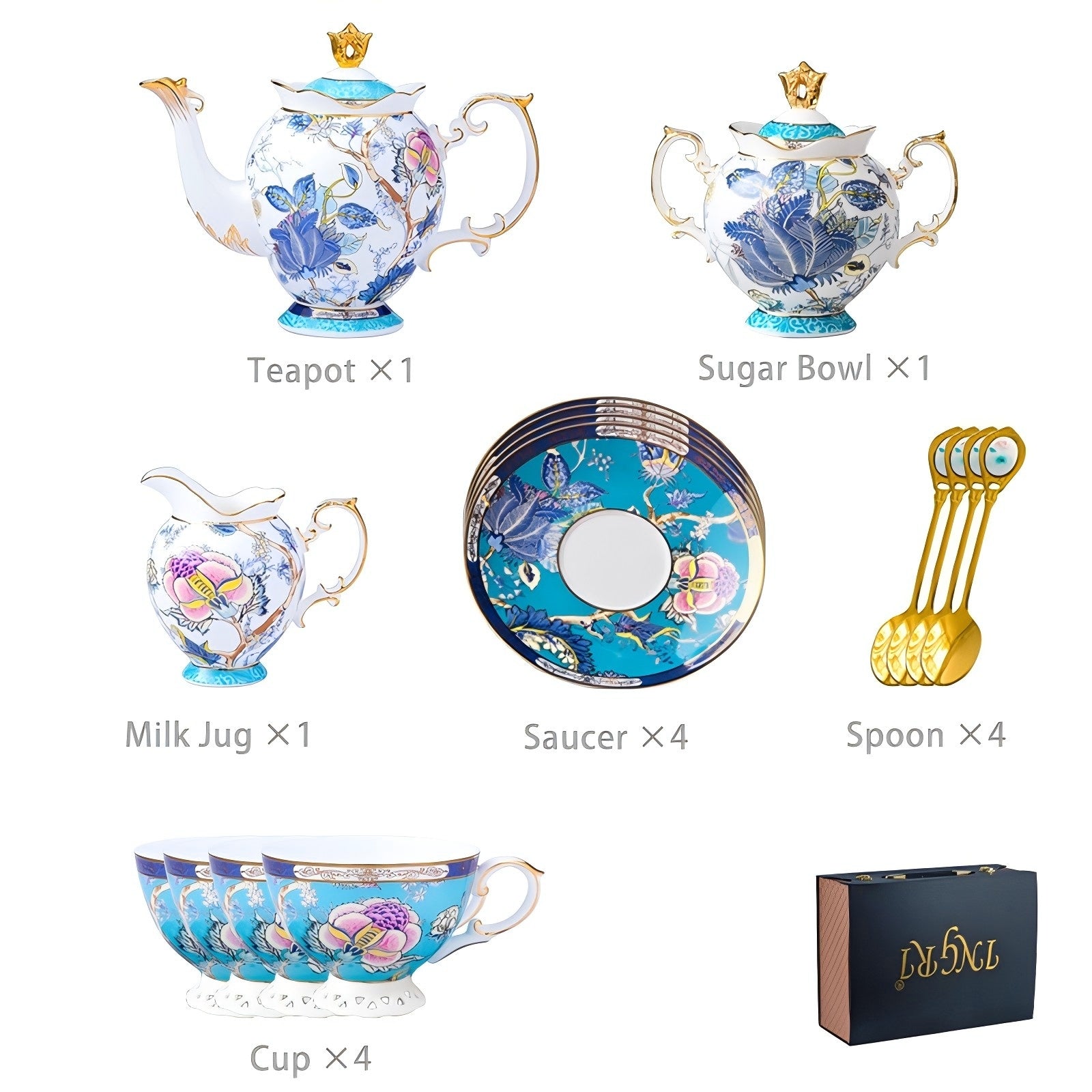 INGRI Jadeite - Handcrafted Bone China Tea Set - Je t'aime Resolute