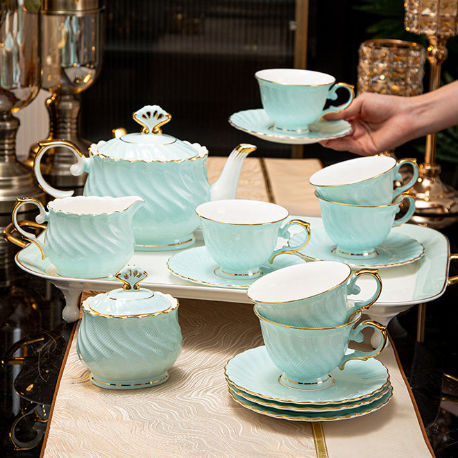 INGRI Ocean Blue - Handcrafted Bone China Tea Set - Je t'aime Resolute