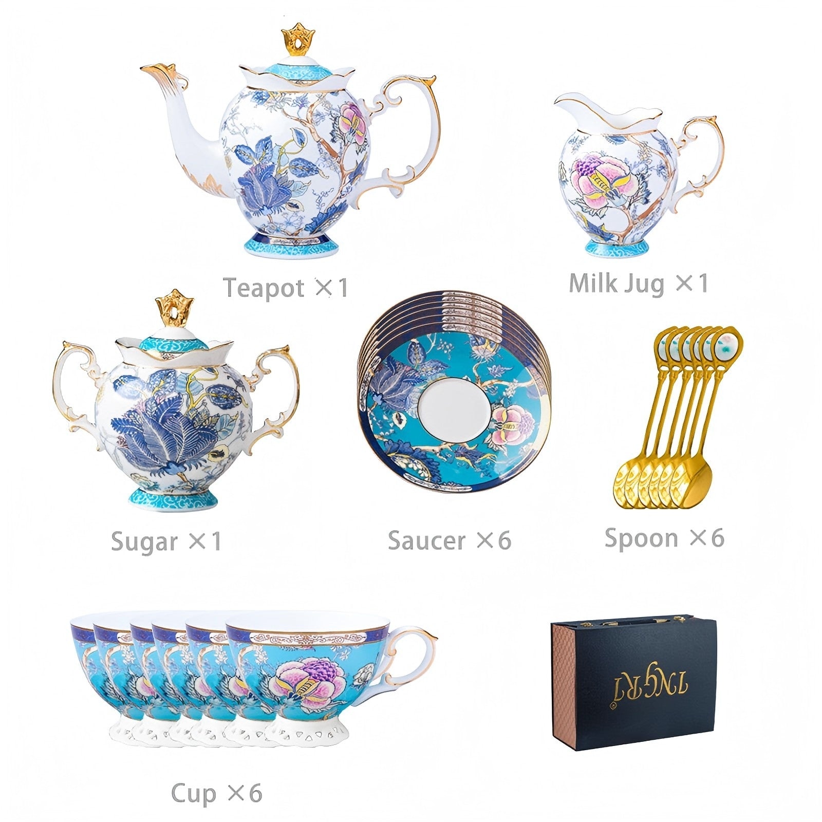 INGRI Jadeite - Handcrafted Bone China Tea Set - Je t'aime Resolute