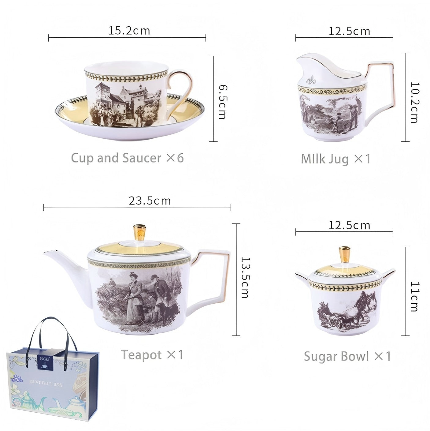 INGRI Skagen - Handcrafted Bone China Tea Set - Je t'aime Resolute