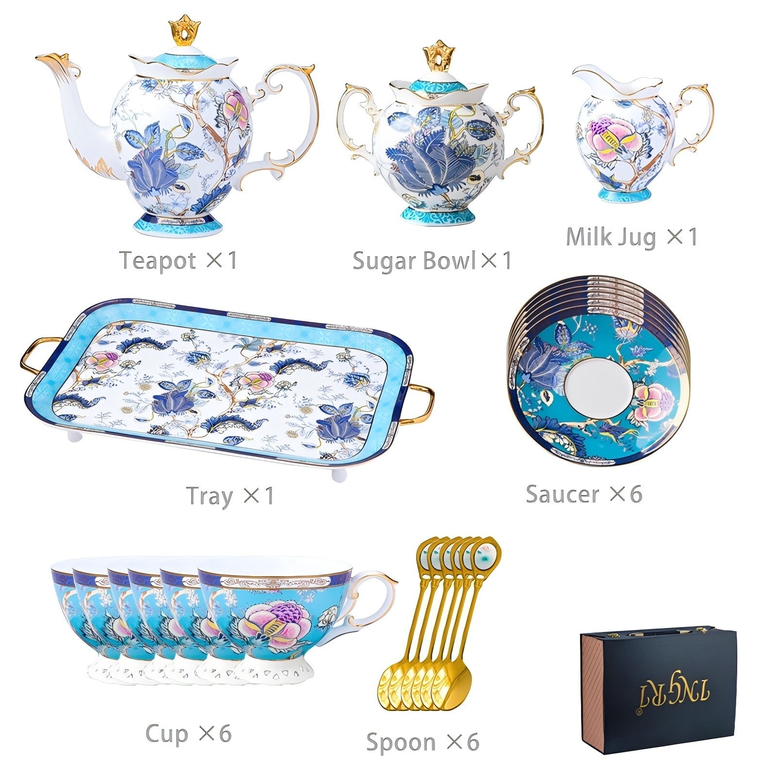 INGRI Jadeite - Handcrafted Bone China Tea Set - Je t'aime Resolute