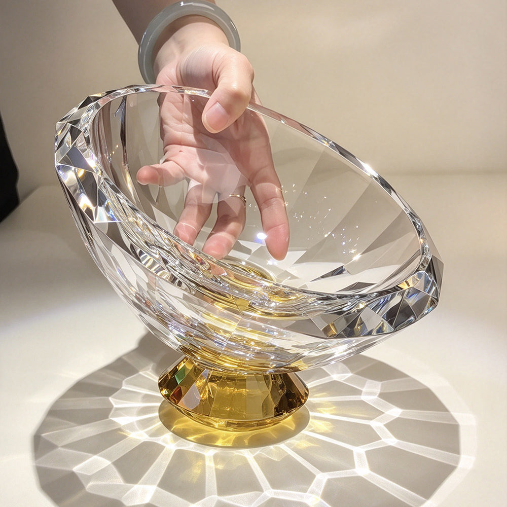 JR K9 Crystal Oval Pedestal Serving Bowl – Yellow