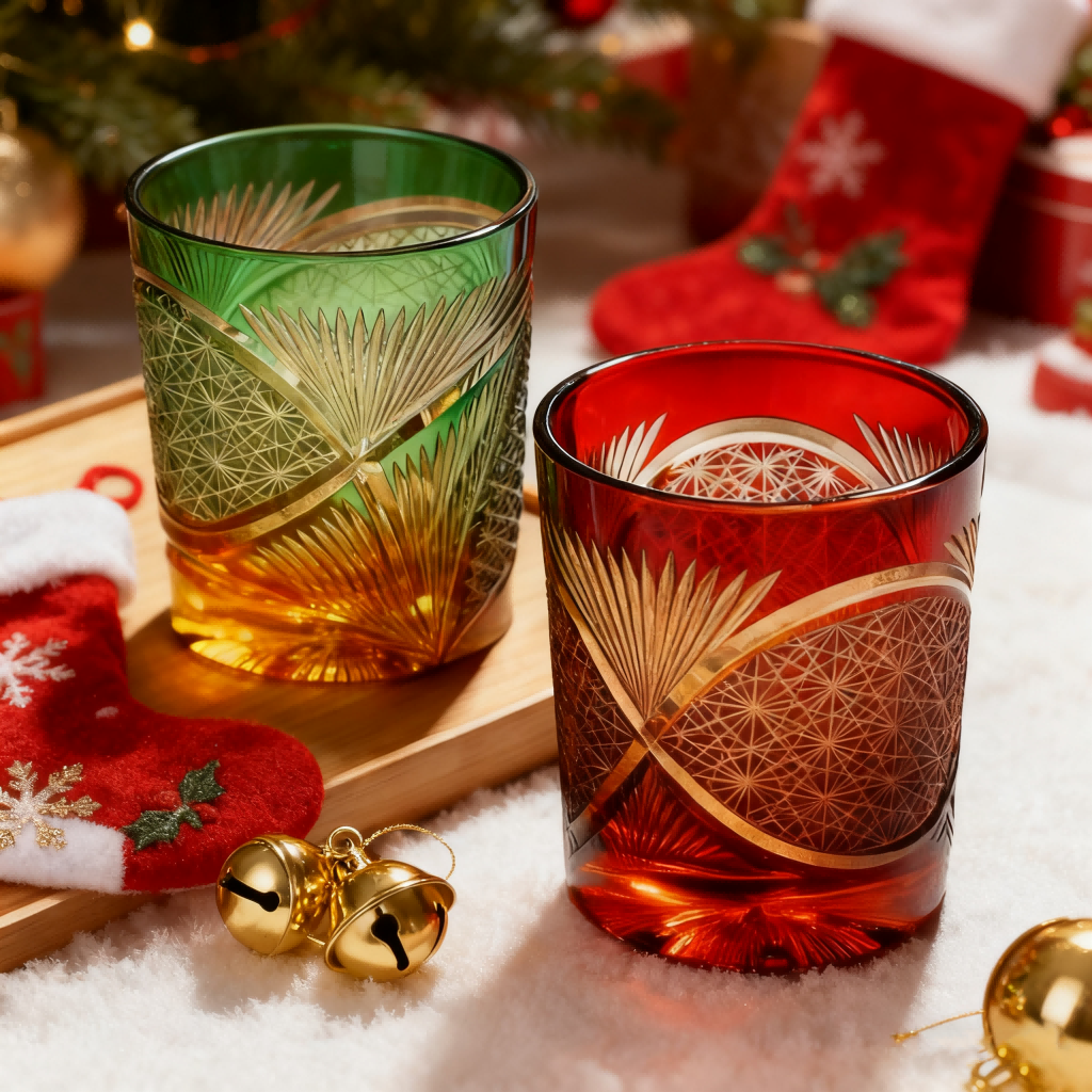 Edo Kiriko Crane Feather Whisky Glass With Wooden Box - Je t'aime Resolute