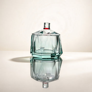 JR Hand-Cut K9 Crystal Storage Jar with Lid – Green