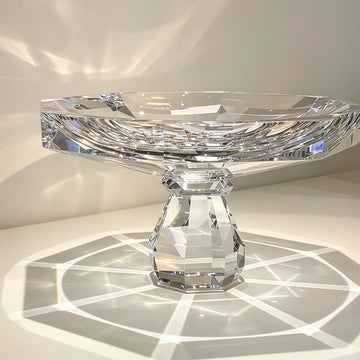 JR Geometric K9 Crystal Pedestal Serving Bowl – Clear